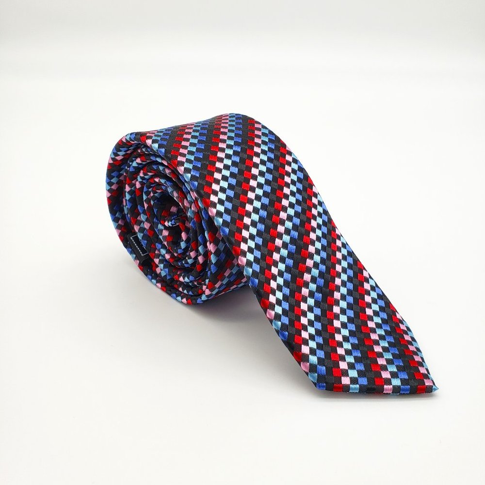 Laurant Bennet Milano Men's Dress Suit Skinny Red Blue Neck Tie 57"L 2 1/8"W
